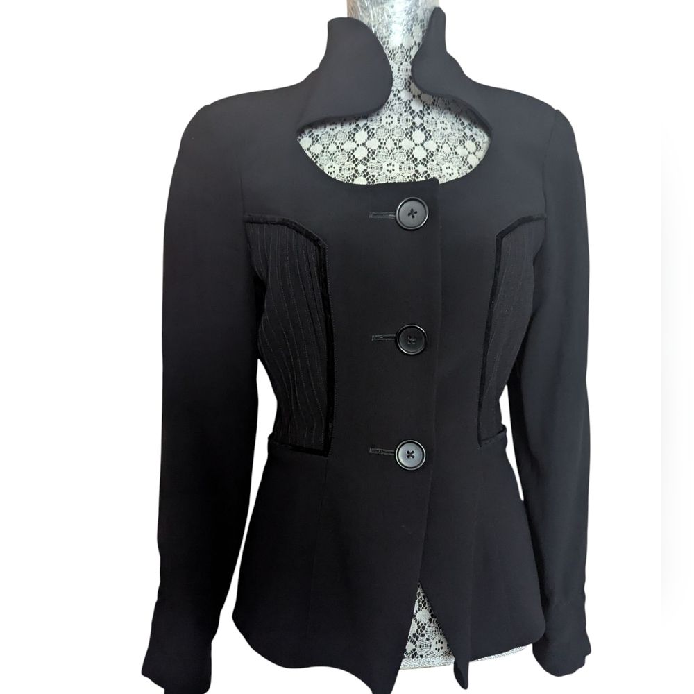 Louis Feraud Black Tailored Button-Front Blazer